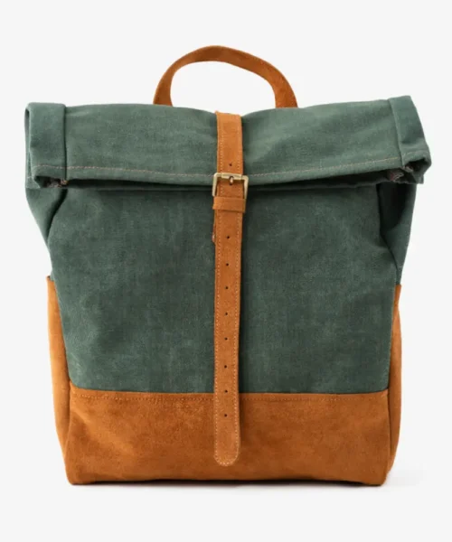 کوله پشتی چرم طبیعی و برزنت