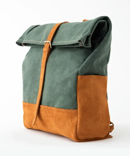 کوله پشتی تاشو چرم و برزنت