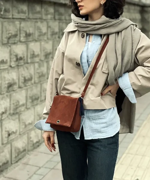 کیف رودوشی چرم طبیعی سانا