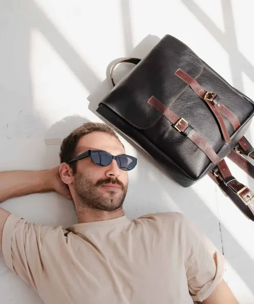 کوله پشتی چرم طبیعی مردانه