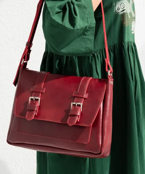 کیف دوشی چرم طبیعی زنانه مدل آنا