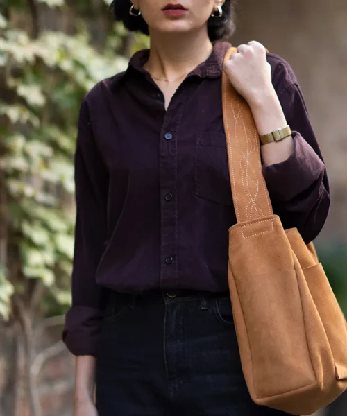 کیف رودوشی چرم زنانه رنگ شتری