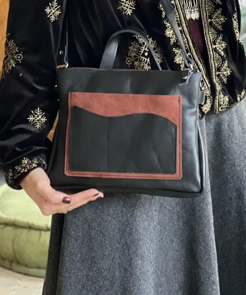 کیف دوشی چرم طبیعی زنانه مدل لاوین