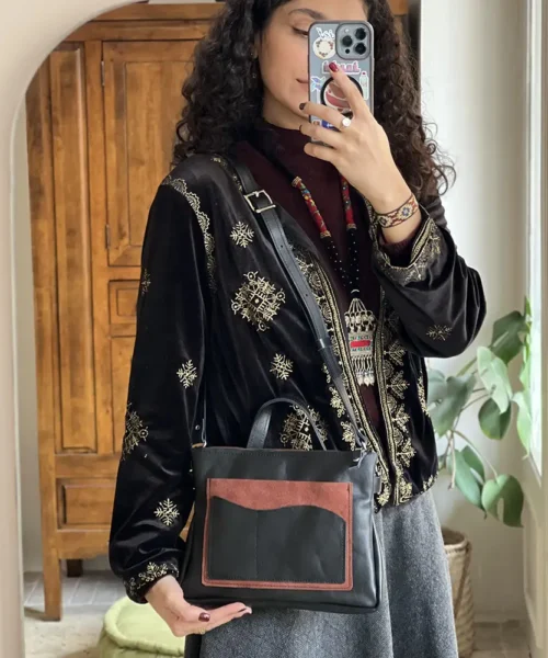 کیف دوشی زنانه چرم طبیعی مدل لاوین