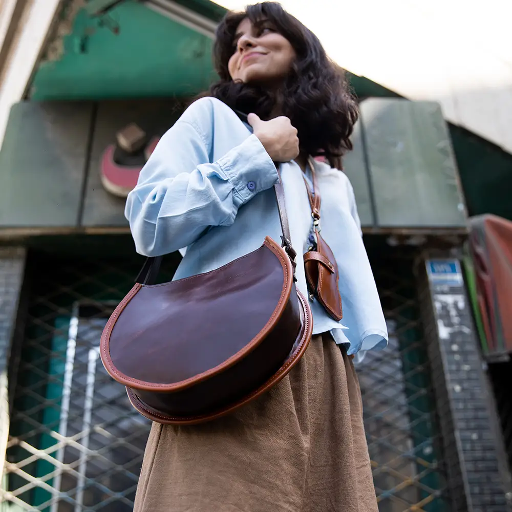 کیف رودوشی چرم طبیعی زنانه مدل طناز